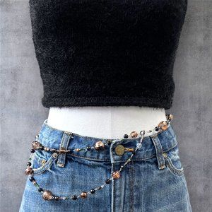 Boho Disco Super Long Beaded Wrap Necklace / Belly Chain